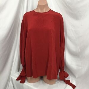 Stella McCartney Red Tie Sleeve Silk Blouse (C9)